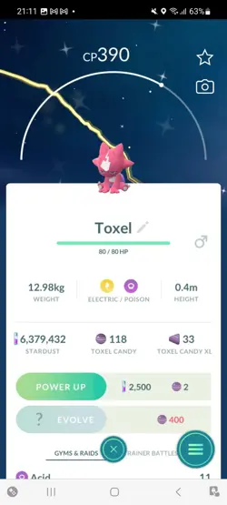 Pokemon Go Shiny Toxel ( Reduced ) - Image 1