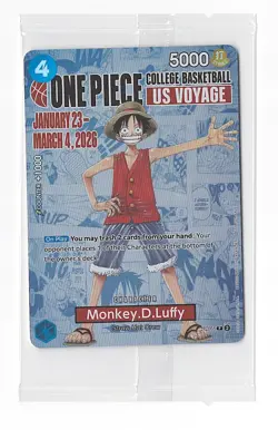 One Piece College Basketball US Voyage Promo Card - Monkey D. Luffy (SEALED) - Image 2