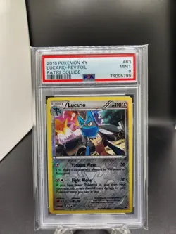 2016 Pokemon XY Fates Collide Lucario Reverse Holo Foil 63/124 PSA 9 - Image 1