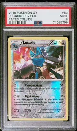 2016 Pokemon XY Fates Collide Lucario Reverse Holo Foil 63/124 PSA 9 - Image 4