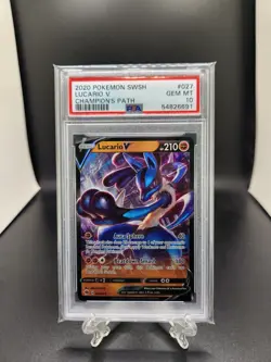 2020 Pokemon Sword & Shield Champion's Path Lucario V 027/073 PSA 10 - Image 1