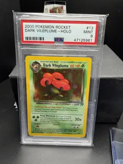 Pokemon TCG WOTC Team Rocket Dark Vileplume 13/82 Holo Rare SWIRL PSA 9 Mint! - Image 1