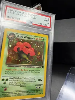 Pokemon TCG WOTC Team Rocket Dark Vileplume 13/82 Holo Rare SWIRL PSA 9 Mint! - Image 3