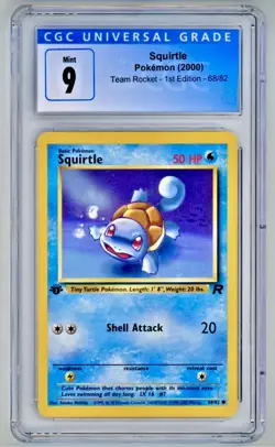 Pokemon CGC 9 MINT Squirtle Team Rocket 1st Edition 68/82 Pokemon Card - Image 1