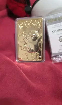 1999 POKEMON PIKACHU 23K GOLD PLATED TRADING CARD IN POKEBALL #25 COA - Image 2
