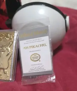 1999 POKEMON PIKACHU 23K GOLD PLATED TRADING CARD IN POKEBALL #25 COA - Image 3