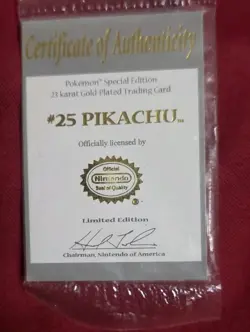 1999 POKEMON PIKACHU 23K GOLD PLATED TRADING CARD IN POKEBALL #25 COA - Image 4