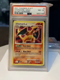 2007 Pokemon Diamond & Pearl Secret Wonders Charizard HOLO RARE 3/132 PSA 8 - Image 1