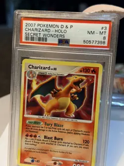 2007 Pokemon Diamond & Pearl Secret Wonders Charizard HOLO RARE 3/132 PSA 8 - Image 2