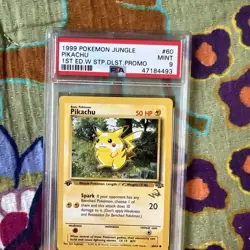 PIkachu 1st Edition W Stamp Duelist Promo 60/64 - 1999 Pokemon Jungle PSA 9 - Image 3