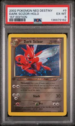 2002 Pokemon Neo Destiny Dark Scizor Holo Holo 1st Edition PSA 6 #9 - Image 1