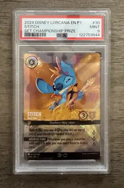 2024 DISNEY LORCANA PROMO SET CHAMPIONSHIP PRIZE STITCH PSA MINT 9 - Image 1