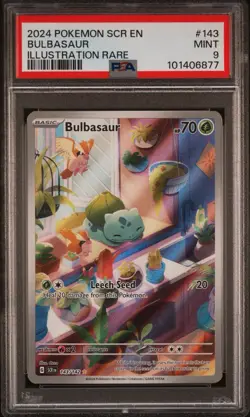 2024 POKEMON SCR EN-STELLAR CROWN ILLUSTRATION RARE #143 BULBASAUR PSA 9 - Image 1