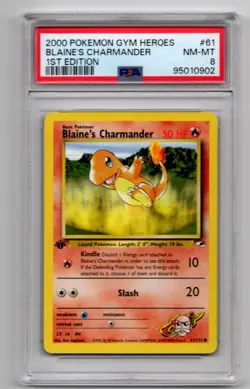 Blaine’s Charmander #61 PSA 8 2000 Gym Heroes 1st Edition - Image 1
