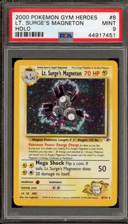 Pokemon Lt. Surge's Magneton Gym Heroes Unlimited Holo Rare #8 PSA 9 Mint - Image 1