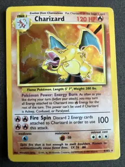 1995 Charizard Holo Metal Card 4/102 Pokemon Rare MT+ Condition - Image 1
