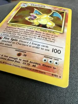 1995 Charizard Holo Metal Card 4/102 Pokemon Rare MT+ Condition - Image 4