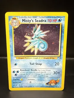 Pokemon TCG Misty's Seadra Holo Rare Gym Heroes Prerelease 9/132 CC - Image 1