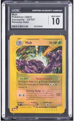 2003 Muk Pokemon Expedition 23/147 Reverse Holo CGC 10 - Image 1