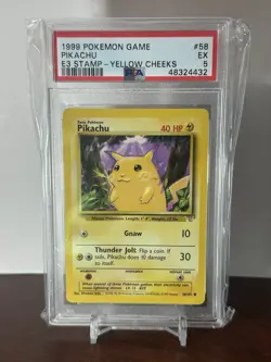 Pokemon TCG E3 Stamped Pikachu Yellow Cheeks Card 58/102 1999 Base Set Psa 5 - Image 1