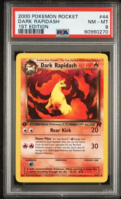 2000 POKEMON ROCKET 1ST ED #44 DARK RAPIDASH PSA 8 - Image 1