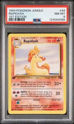 1999 POKEMON JUNGLE 1ST ED #44 RAPIDASH PSA 8 - Image 1