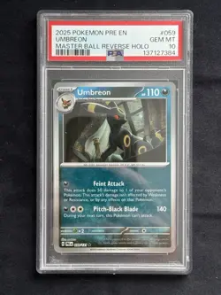 Pokemon Umbreon TCG Prismatic Evolutions Master Ball Reverse Holo 059/131 PSA 10 - Image 1