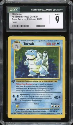 1999 Pokemon GERMAN 1st Edition Base Set Turtok-Blastoise Holo 2/102 CGC 9 #1 - Image 1