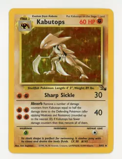 Kabutops Holo - Pokemon 1999 Fossil #9 NM - Image 1