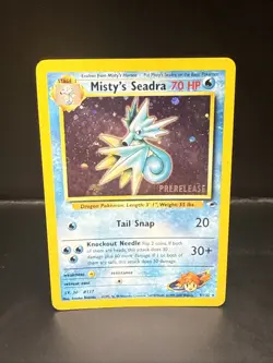 Pokemon TCG Misty's Seadra Holo Rare Gym Heroes Prerelease 9/132 CG Swirl - Image 3