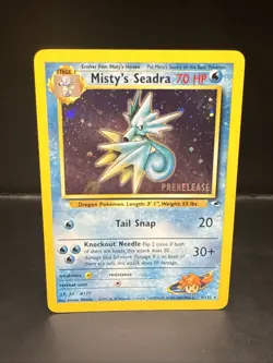 Pokemon TCG Misty's Seadra Holo Rare Gym Heroes Prerelease 9/132 CO - Image 2