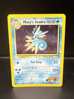 Pokemon TCG Misty's Seadra Holo Rare Gym Heroes Prerelease 9/132 CJ - Image 1