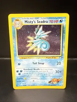 Pokemon TCG Misty's Seadra Holo Rare Gym Heroes Prerelease 9/132 CJ - Image 2