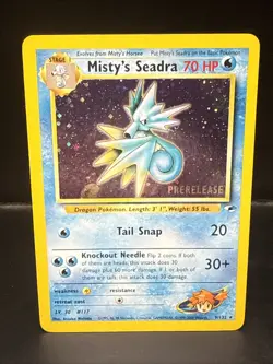 Pokemon TCG Misty's Seadra Holo Rare Gym Heroes Prerelease 9/132 CD - Image 1