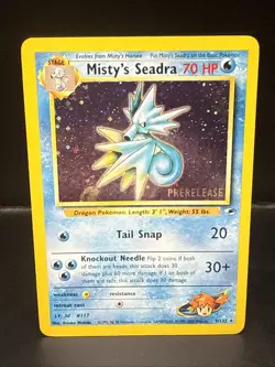Pokemon TCG Misty's Seadra Holo Rare Gym Heroes Prerelease 9/132 CD - Image 2