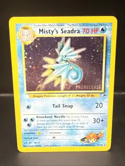 Pokemon TCG Misty's Seadra Holo Rare Gym Heroes Prerelease 9/132 CD - Image 3