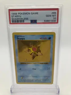 1999 Pokemon Base Set Shadowless Staryu 65/102 PSA 10 Gem Mint - Image 1