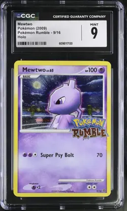 CGC 9 MINT Mewtwo 2009 Rumble 9/16 Holo Pokemon Card - Image 1