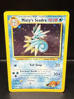 Pokemon TCG Misty's Seadra Holo Rare Gym Heroes Prerelease 9/132 AU - Image 1