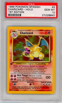 Charizard 1st Edition Base Set 1999 Pokemon Set Spanish Holo #4 PSA 10 POP 7 - Image 3
