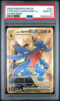 2025 POKEMON DRI EN-DESTINED RIVALS HYPER RARE #241 CYNTHIA'S GARCHOMP EX PSA 10 - Image 1