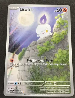 Pokemon TCG 2025 Litwick 101/086 White Flare Holo Illustration Rare NM - Image 1