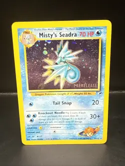 Pokemon TCG Misty's Seadra Holo Rare Gym Heroes Prerelease 9/132 CF - Image 1