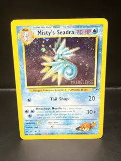 Pokemon TCG Misty's Seadra Holo Rare Gym Heroes Prerelease 9/132 CF - Image 2