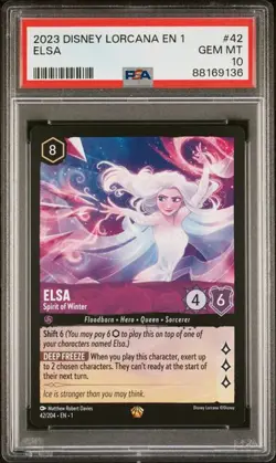 2023 Disney Lorcana Chapter 1 Elsa Spirit of Winter 42/204 Legendary PSA 10 - Image 1