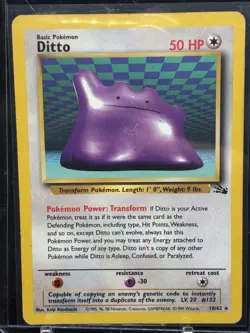Pokemon Ditto 18/62 Fossil Rare Card - Image 1