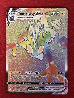 Pokemon TCG Toxtricity VMAX 196/192 Rebel Clash Rainbow Secret Rare Card - NM - Image 1