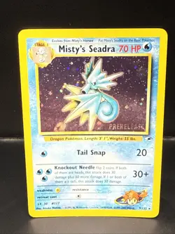 Pokemon TCG Misty's Seadra Holo Rare Gym Heroes Prerelease 9/132 BO - Image 2