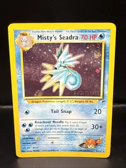 Pokemon TCG Misty's Seadra Holo Rare Gym Heroes Prerelease 9/132 BT - Image 1