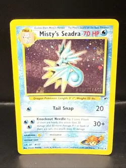 Pokemon TCG Misty's Seadra Holo Rare Gym Heroes Prerelease 9/132 BT - Image 2